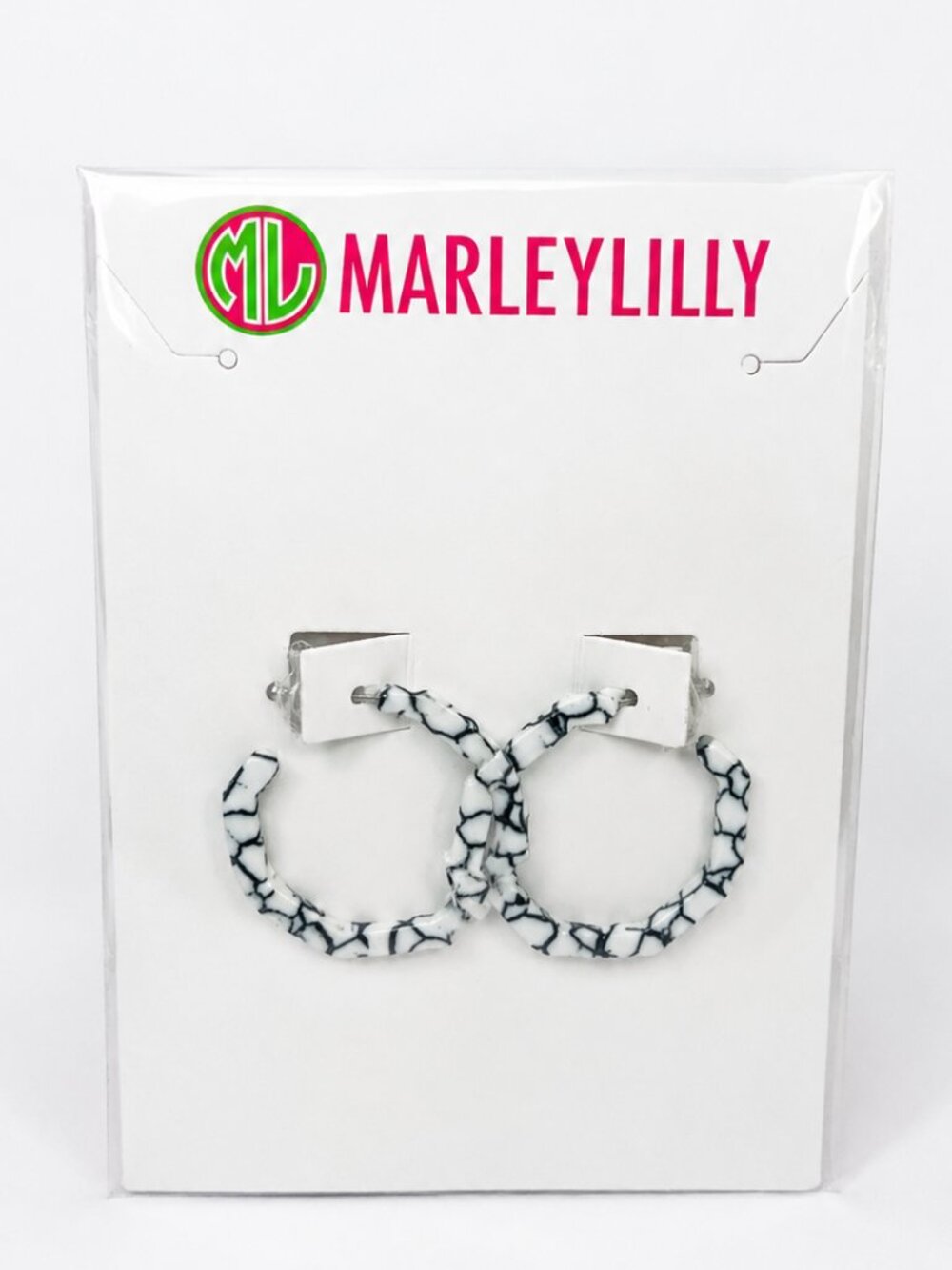 Marley Lilly White Marbled Hoop Earrings NWT